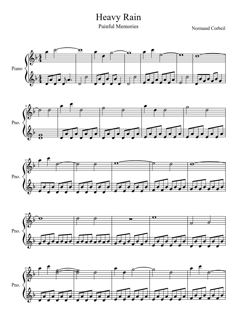 Heavy Rain Painful Memories Sheet music for Piano (Solo) | Musescore.com