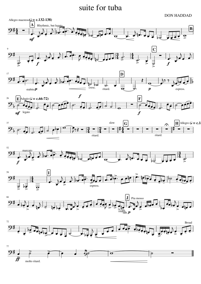 Suite For Tuba Bb Sheet Music For Tuba Solo Musescore Com.