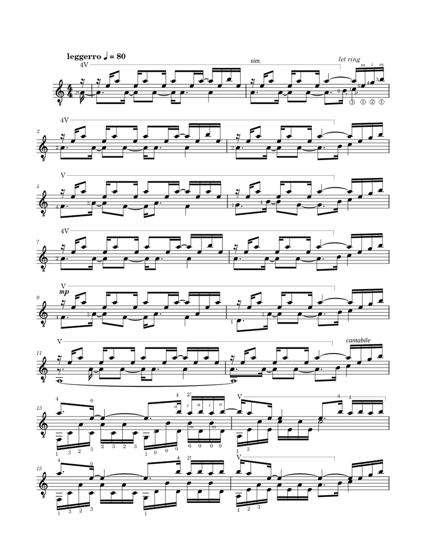 Una Mattina Ludovico Einaudi Sheet Music For Guitar Solo