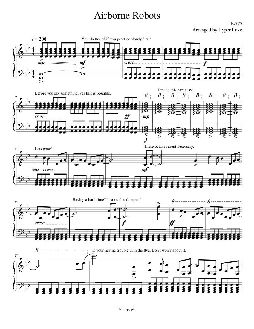 zone Champagne Trojan horse Airborne Robots - F-777, Ludicrous Speed Sheet music for Piano (Solo) |  Musescore.com