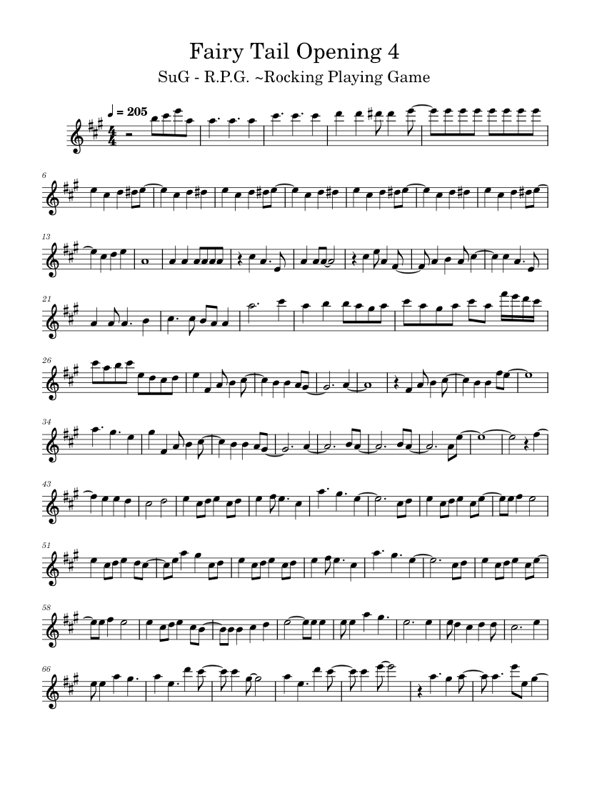 Fairy Tail Opening 1 Sheet music for Flute (Solo)