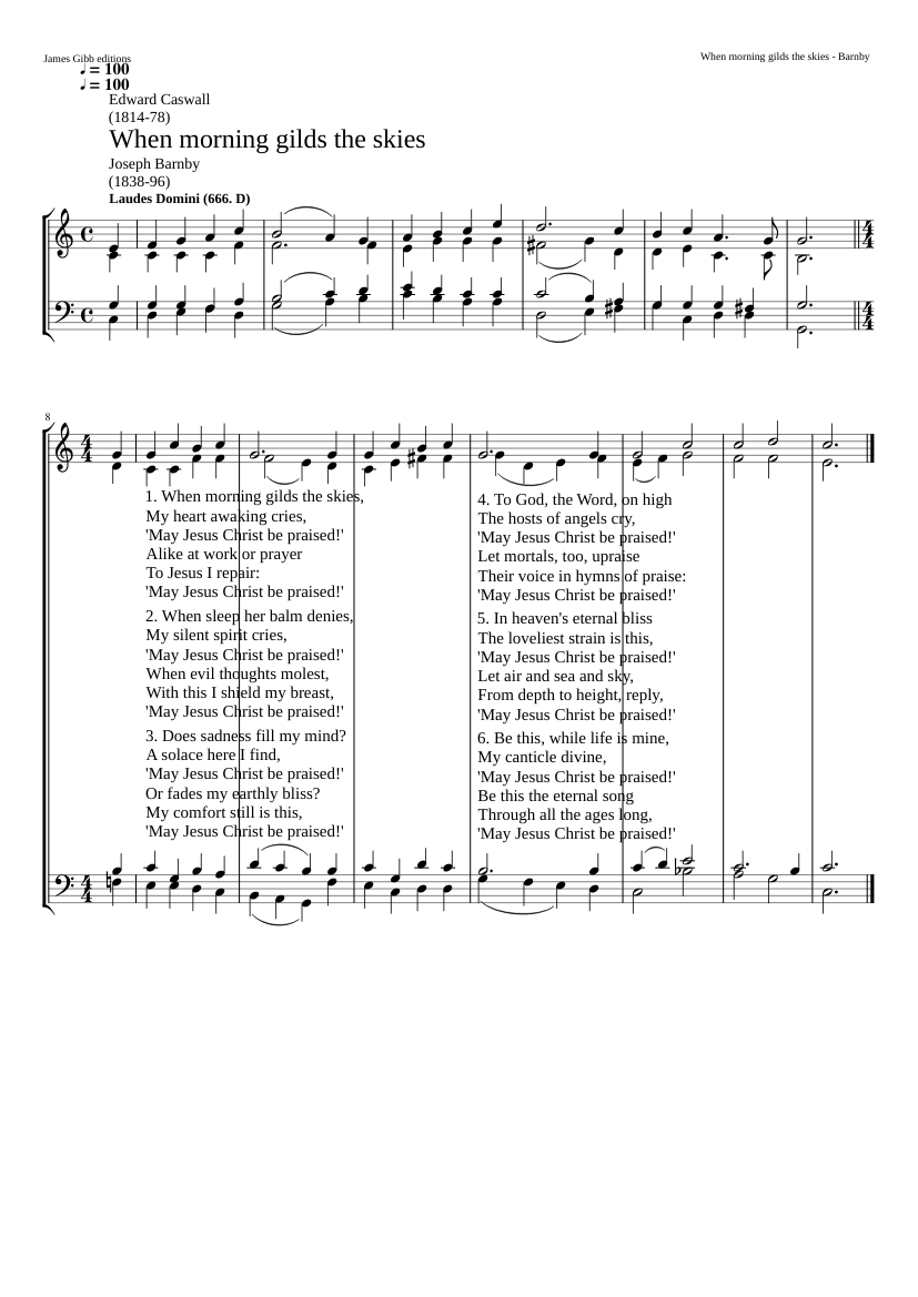 When morning gilds the skies