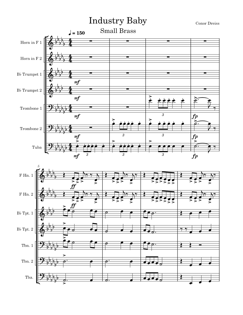Industry Baby Sheet music for Trombone, Tuba, Trumpet in bflat, French