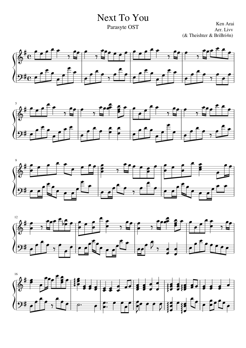 Next To You - Parasyte OST Sheet music for Piano (Solo) | Musescore.com