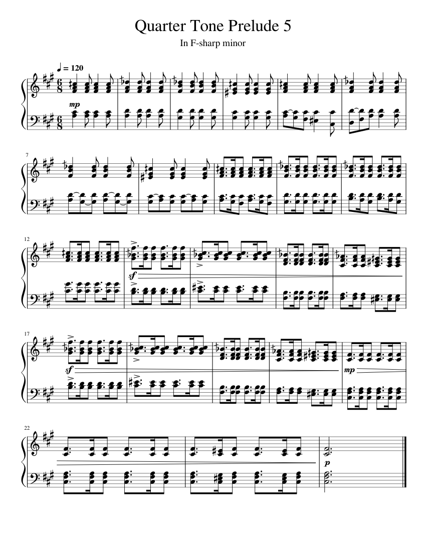 Quarter Tone Prelude 5 - Moooosey Sheet music for Piano (Solo ...