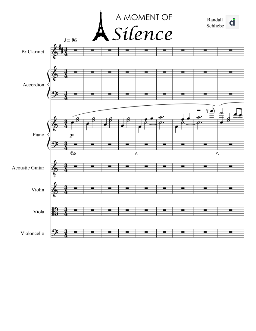 A Moment Of Silence Sheet Music For Piano Violin Clarinet In B Flat Cello More Instruments Mixed Ensemble Musescore Com