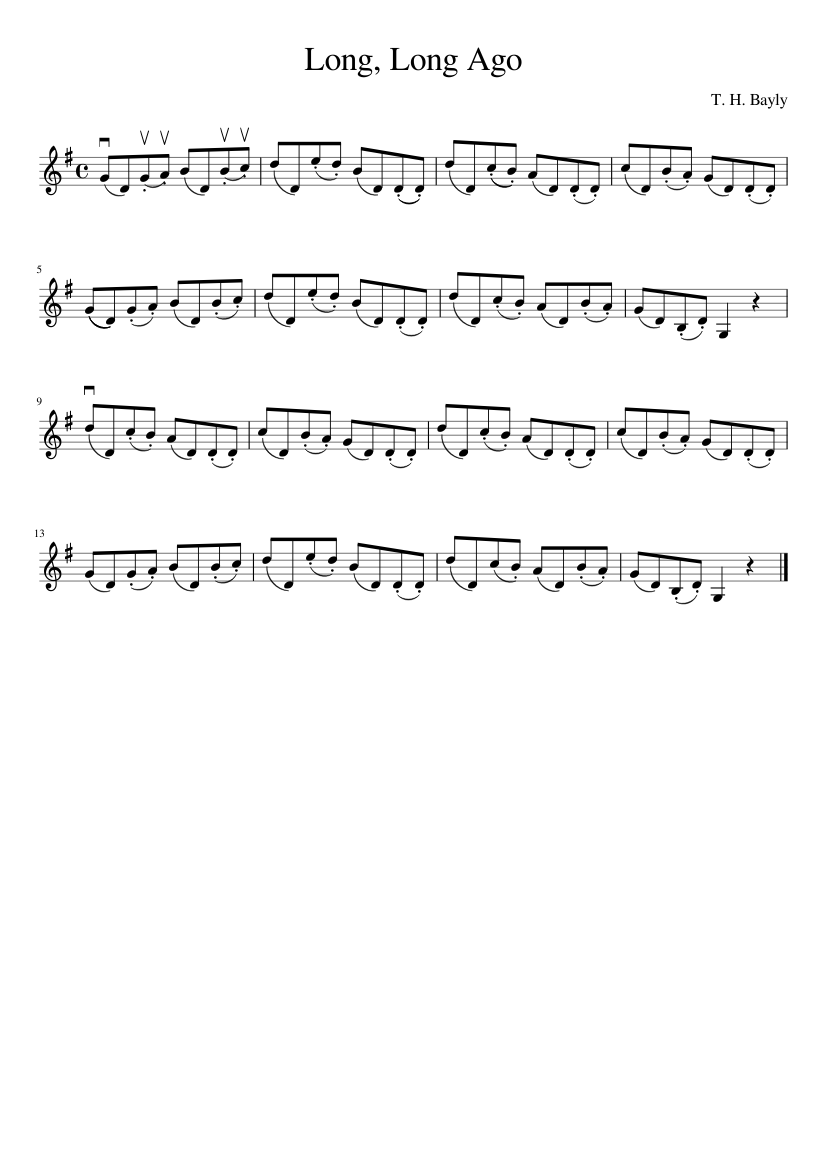 Long, Long Ago Sheet music for Violin (Solo) | Musescore.com