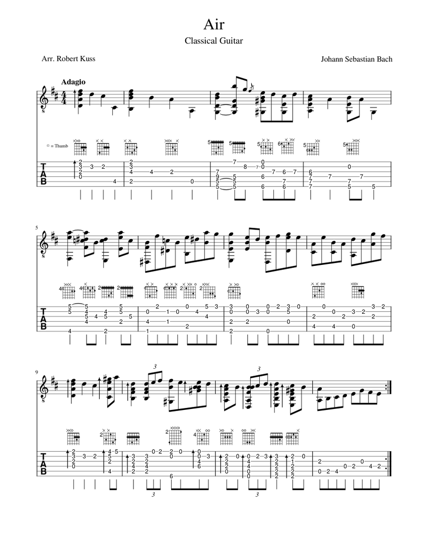 Air on the G string for Classical Guitar | BWV 1068 – Johann Sebastian Bach  Sheet music for Guitar (Solo) | Musescore.com