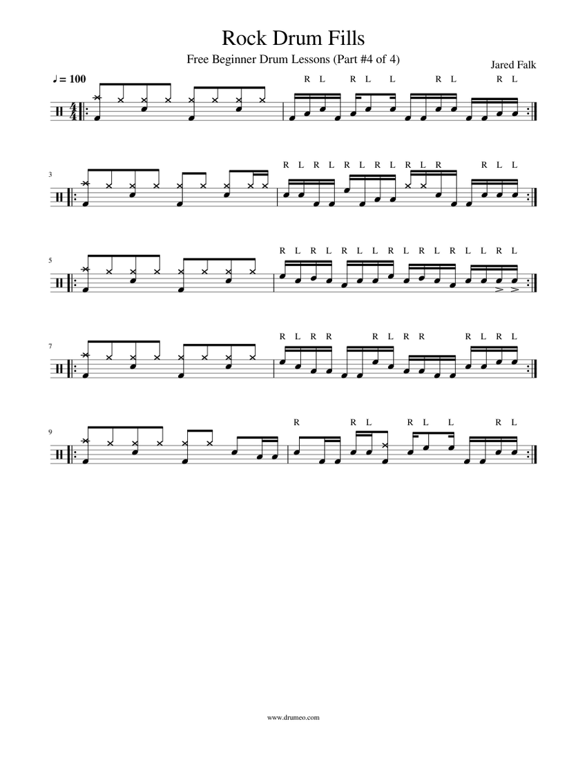 Rock Drum Fills 4 Sheet music for Drum Group (Solo) | Musescore.com