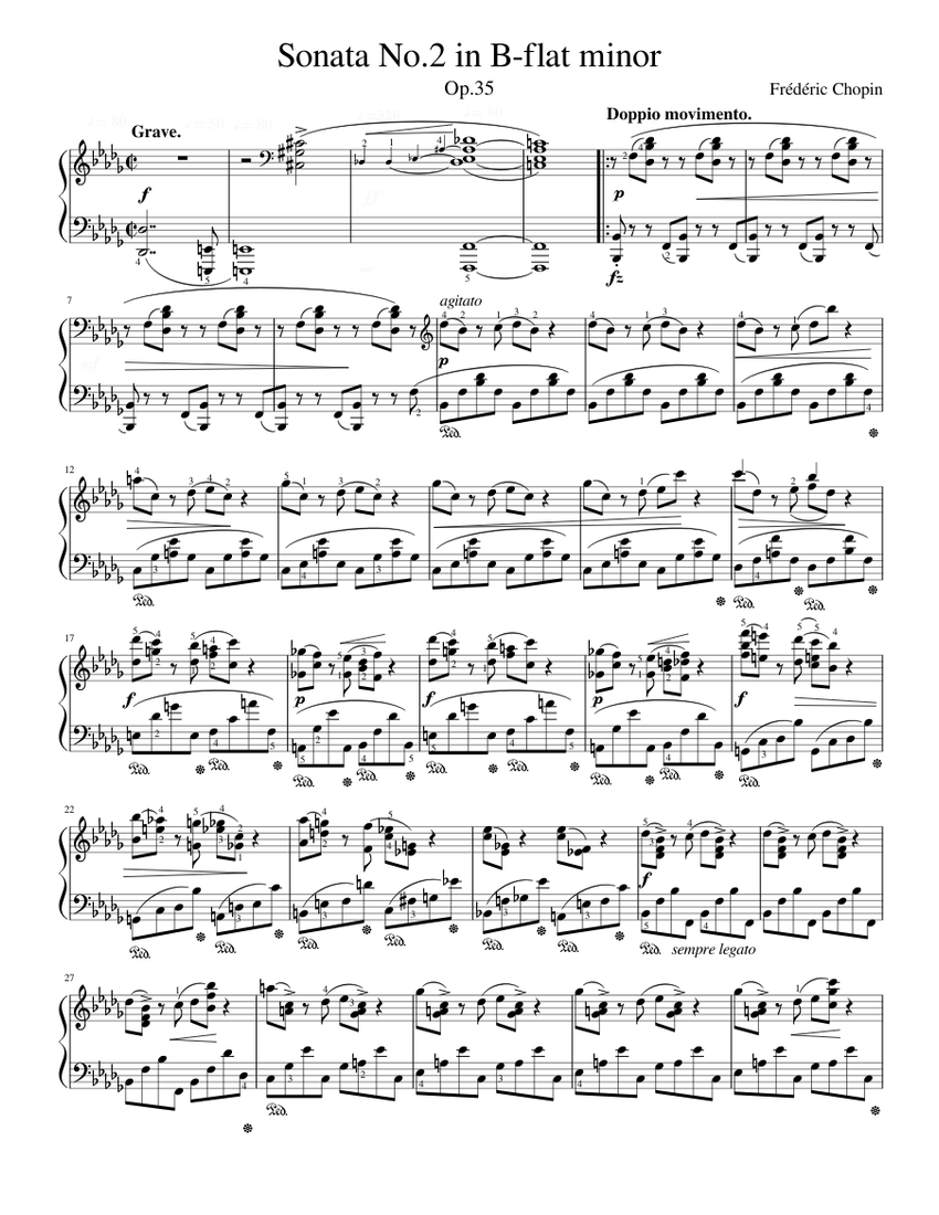 Sonata No.2 in B-flat minor, Op. 35 - F. Chopin Sheet music for Piano  (Solo) | Musescore.com