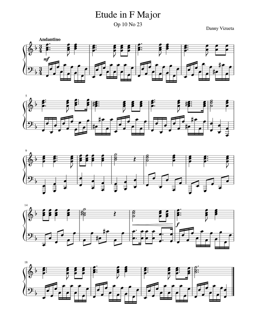 Etude in F Major Op 10 No 23 Sheet music for Piano (Solo) | Musescore.com