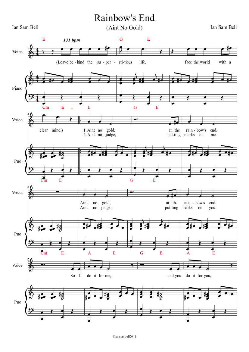Rainbow's End Sheet music for Piano, Voice (other) (Piano-Voice 