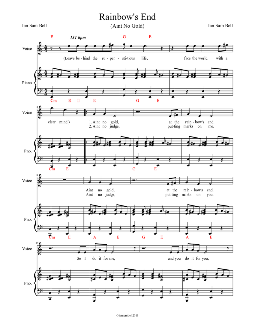 Rainbow's End Sheet music for Piano, Voice (Other) (Piano-Voice ...