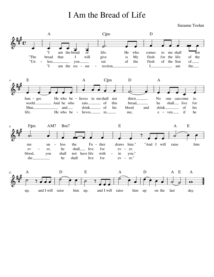I Am The Bread of Life Sheet music for Piano (Solo) | Musescore.com