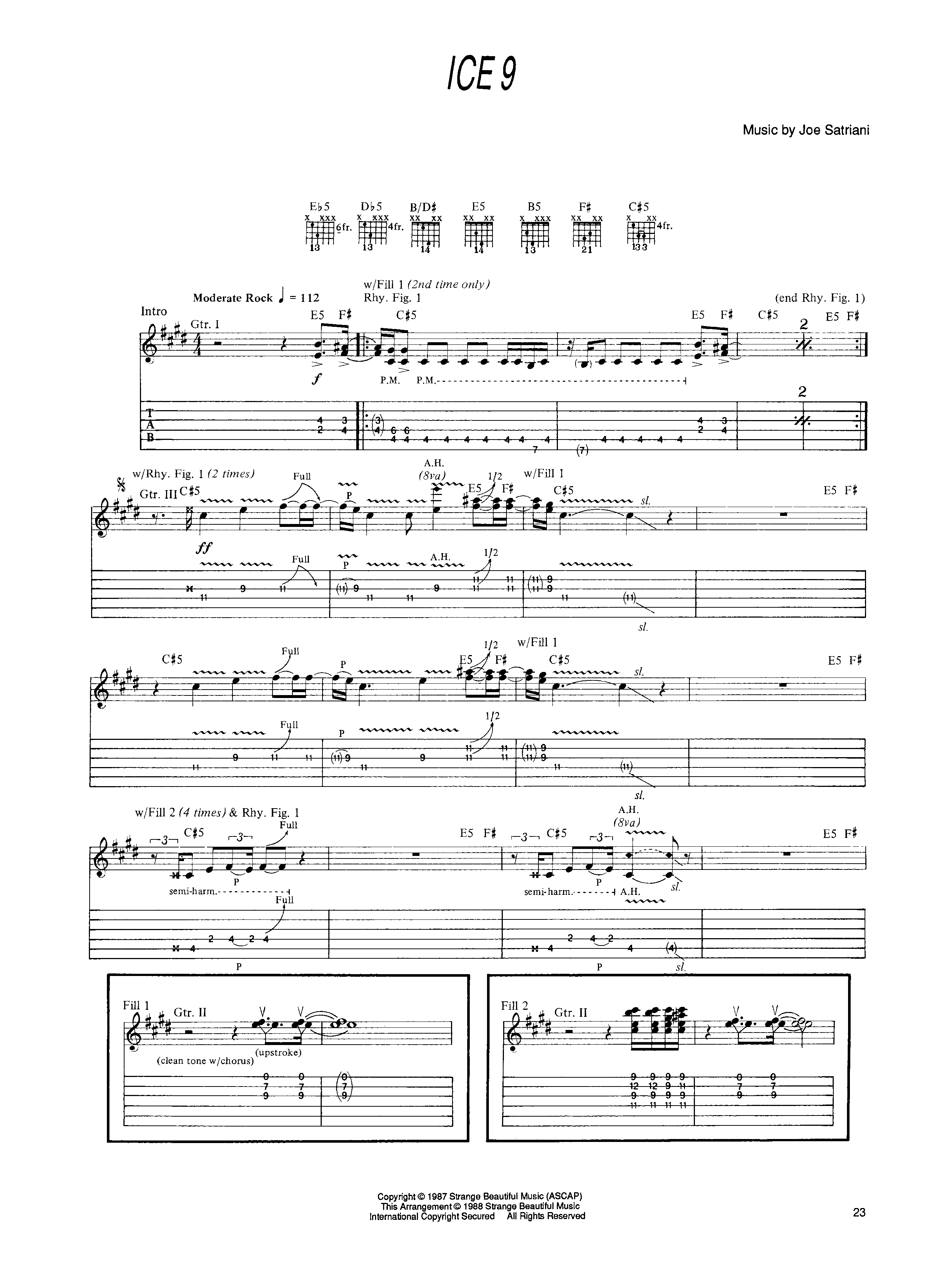 Ice 9 の公式楽譜を演奏する by Joe Satriani ギター | MuseScore.com