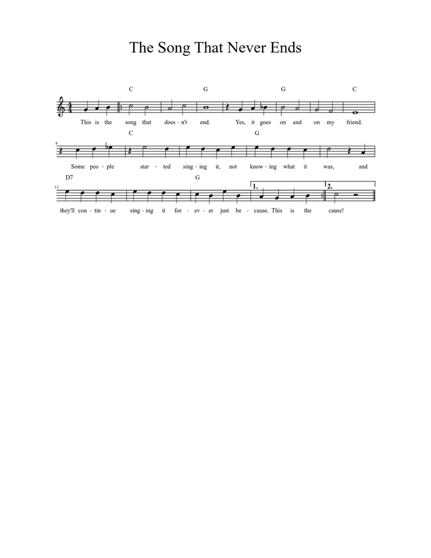 The song that never ends sheet music for violin solo musescore