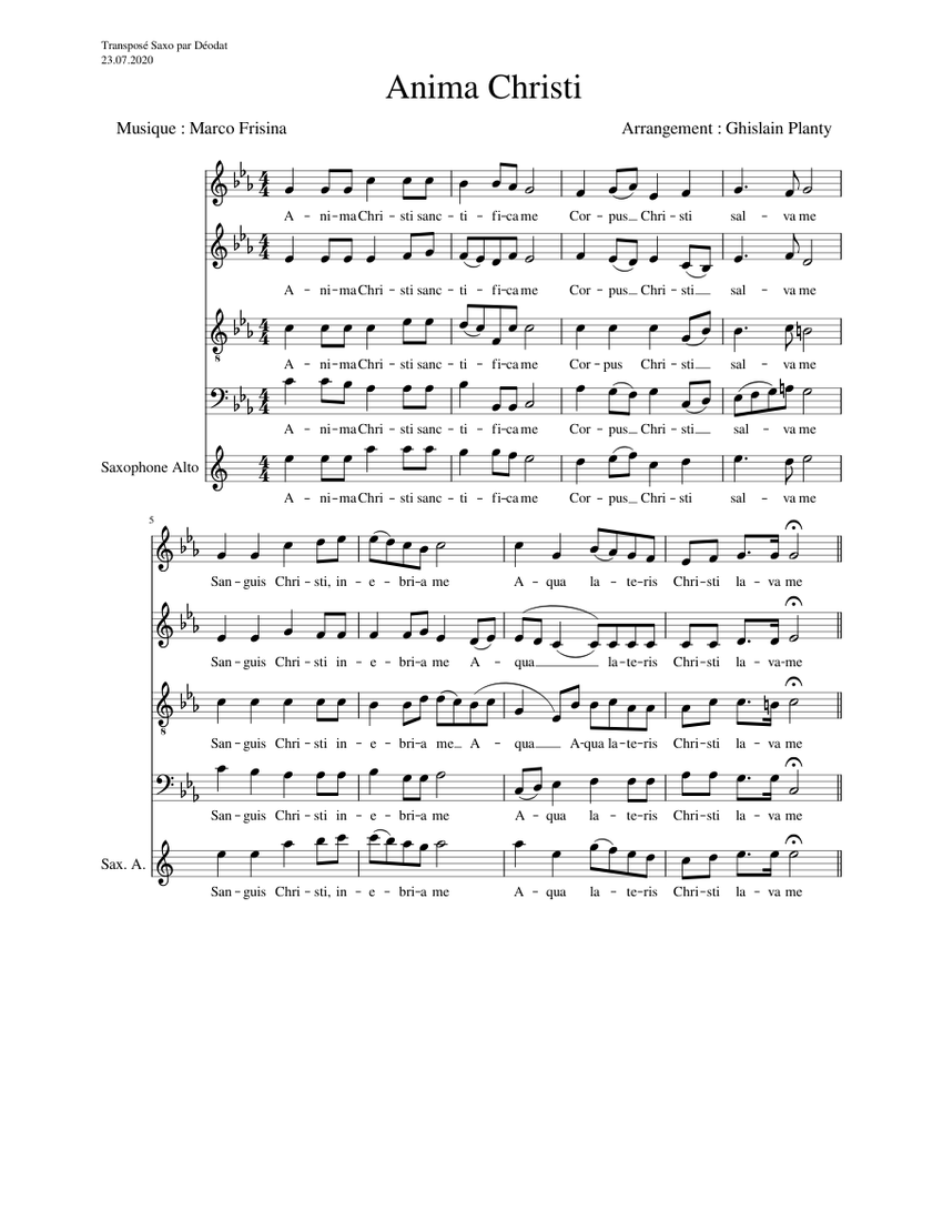 Anima Christi Sheet music for Soprano, Alto, Tenor, Bass voice & more ...