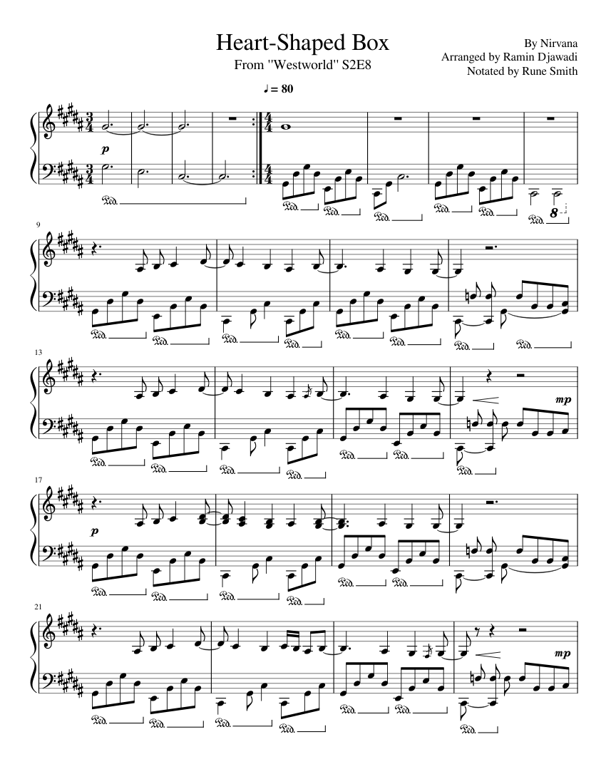 Westworld - Heart-Shaped Box (S2E8) Sheet music for Piano (Solo) |  Musescore.com