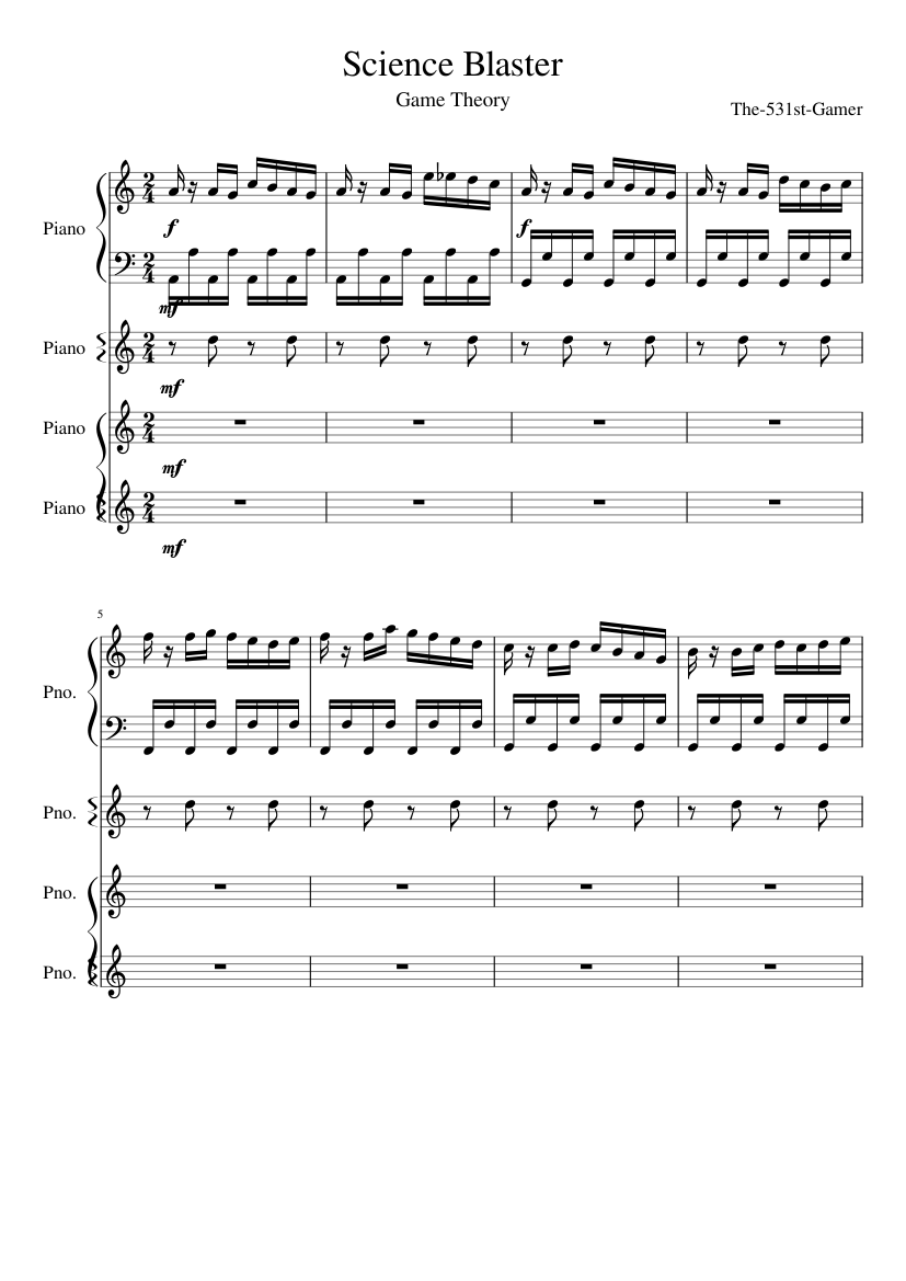 Science Blaster - Game Theory Intro Sheet music for Piano (Mixed Quartet) |  Musescore.com