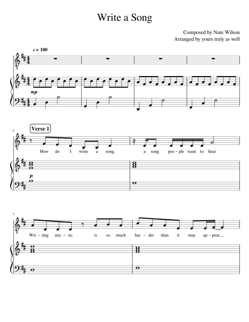 How do I Write a Song? Sheet music for Piano, Vocals (Piano-Voice
