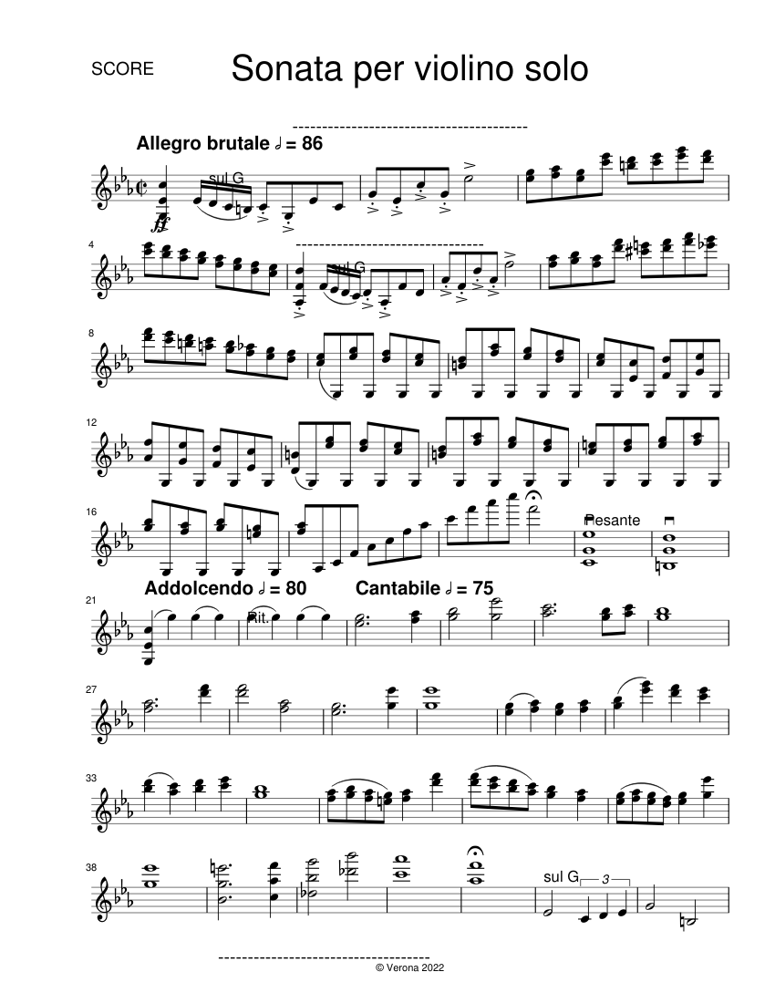 Sonata per violino solo Sheet music for Violin (Solo) | Musescore.com