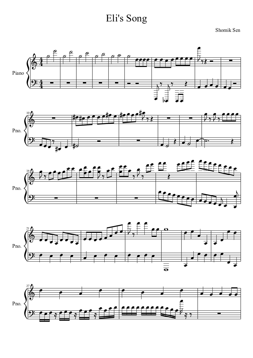 Eli S Song Sheet Music For Piano Solo Musescore Com eli s song sheet music for piano solo
