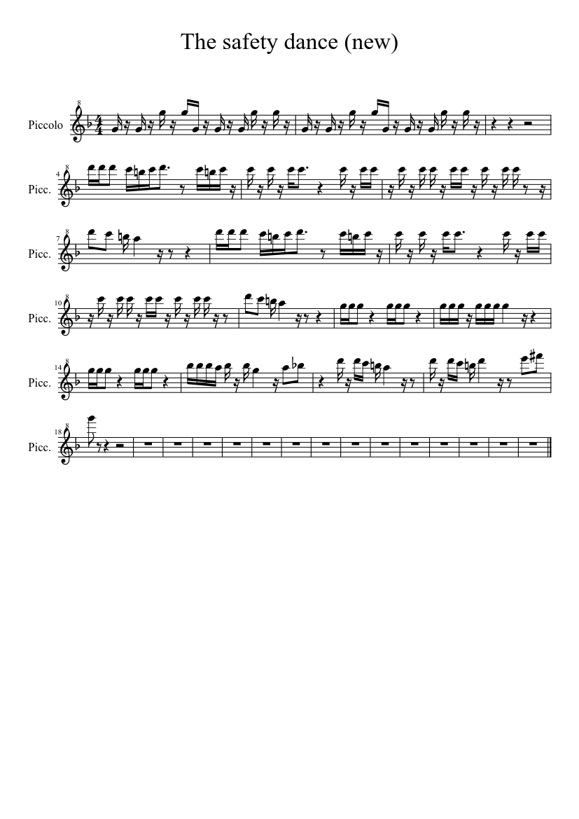 The Safety Dance Men Without Hats Complete Sheet Music For Oboe Solo Musescore Com