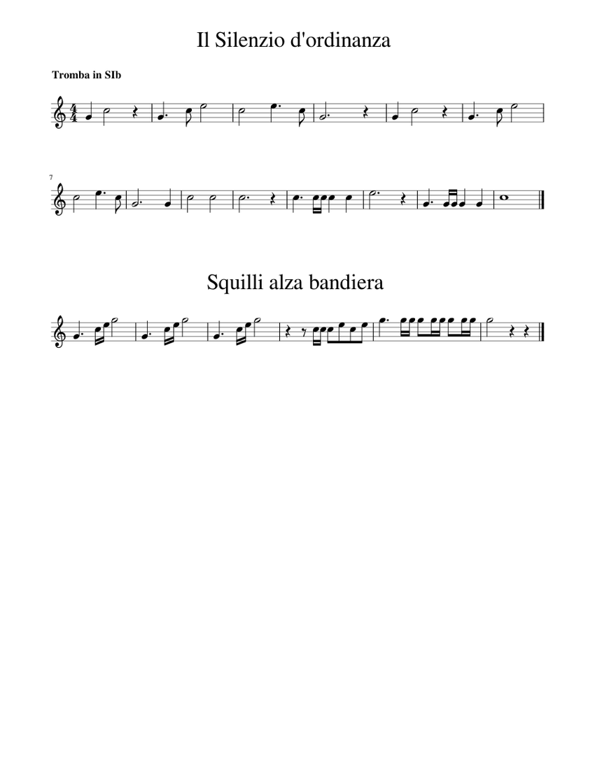 Il Silenzio d'ordinanza e squilli alza bandiera Sheet music for Trumpet in  b-flat (Solo) | Musescore.com