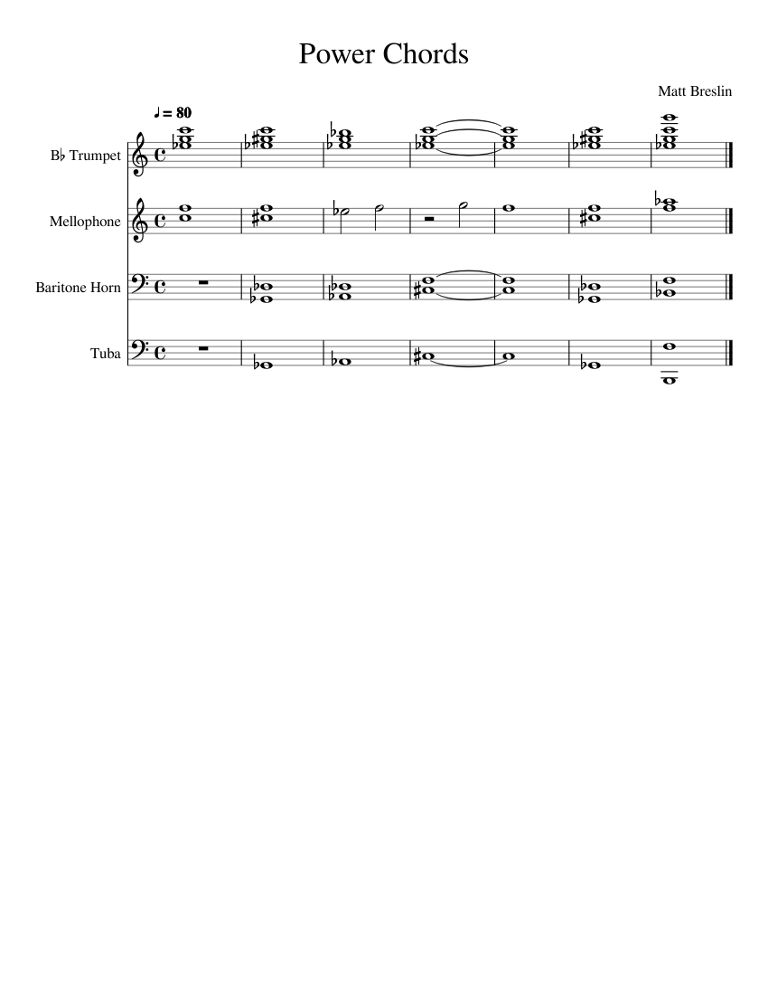 Power Chords Sheet music for Trumpet (In B Flat), Tuba, Baritone Horn