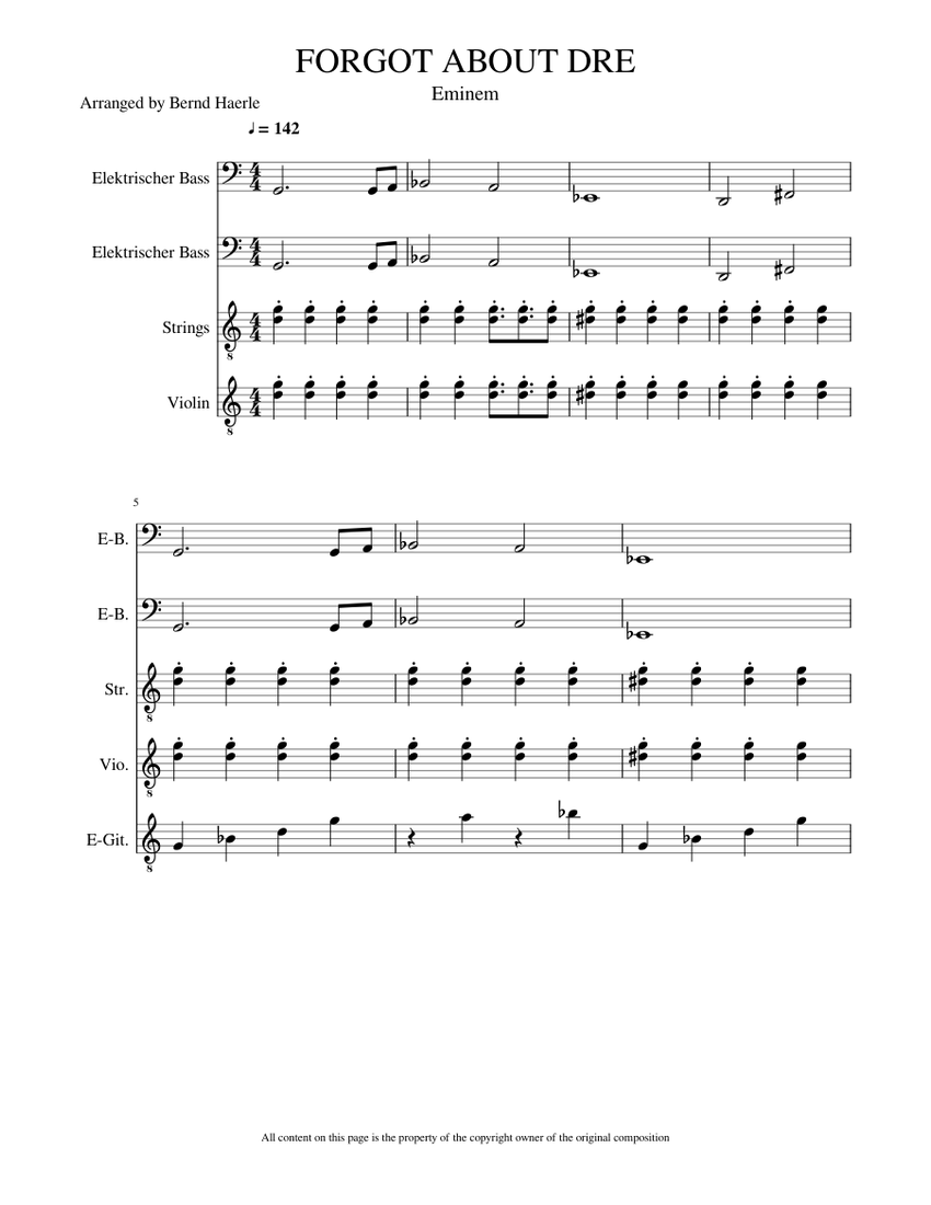 FORGOT ABOUT DRE (Without Vocals) Sheet music for Guitar, Bass guitar