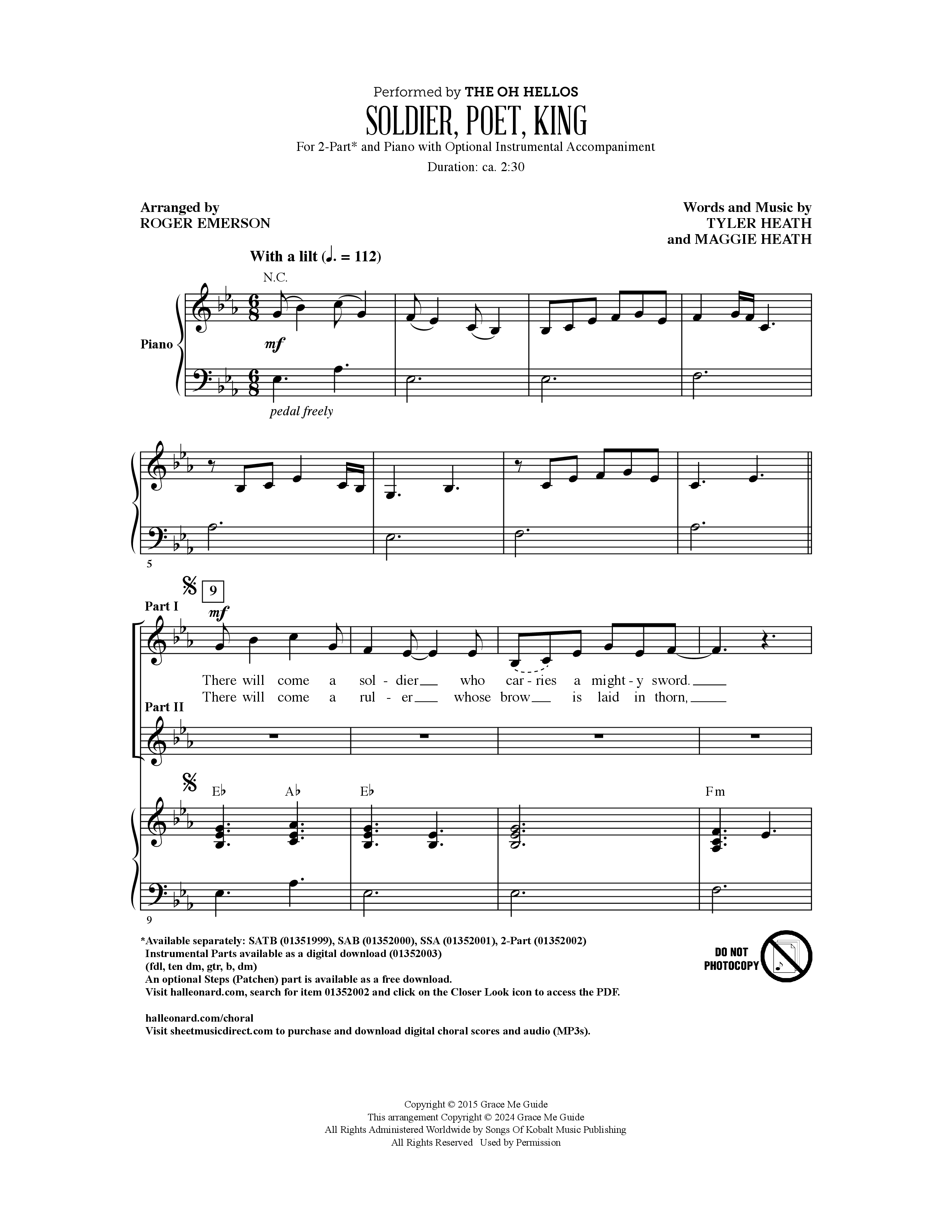 Play Official version of Soldier, Poet, King sheet music by The Oh