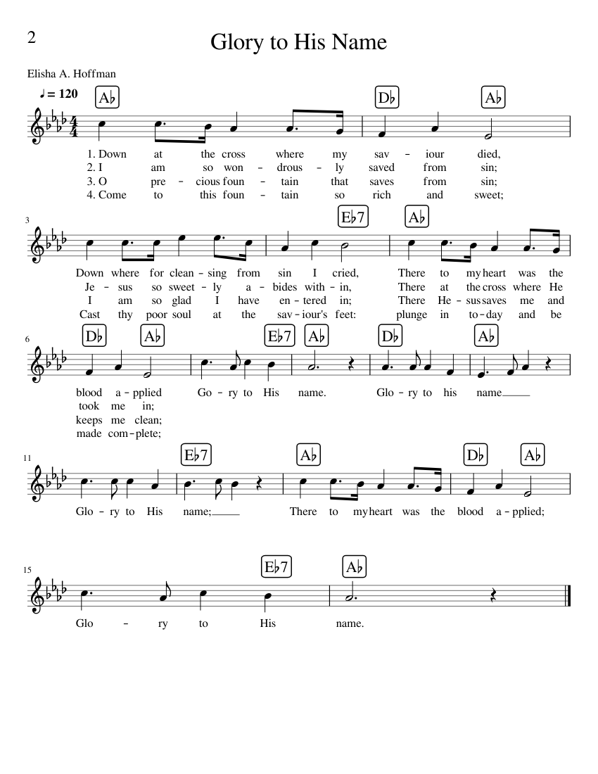 002 - Glory to His Name Sheet music for Piano (Solo) Easy | Musescore.com