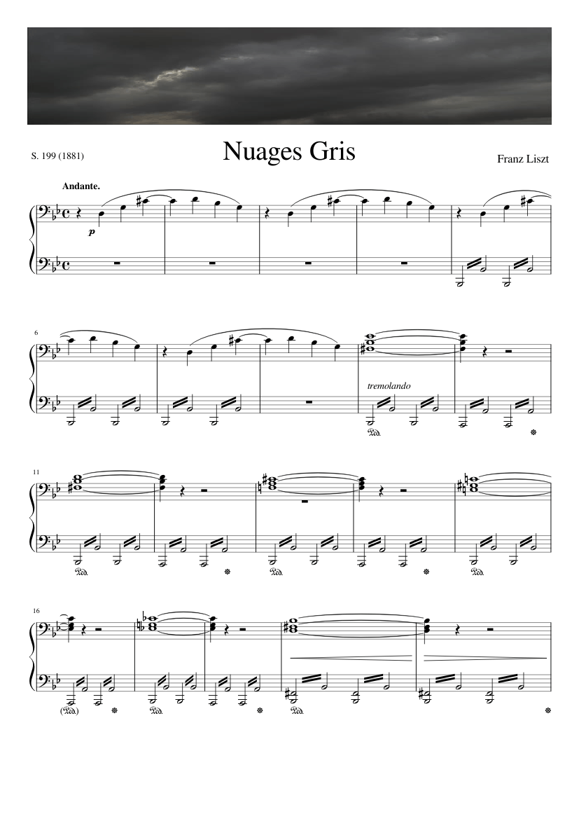 Liszt Nuages Gris Sheet Music For Piano Solo Musescore Com