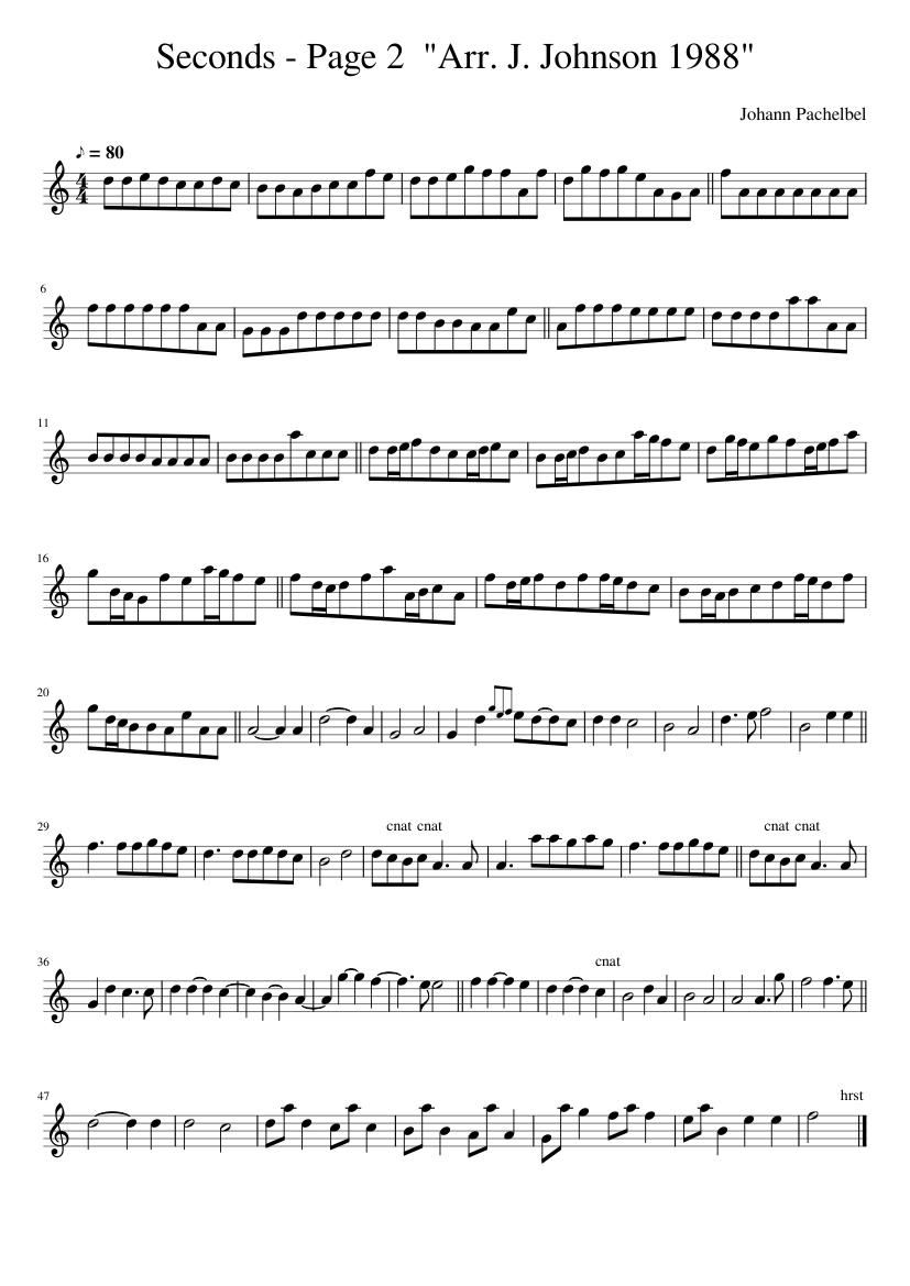 Seconds - Page 2 Arr. J. Johnson 1988