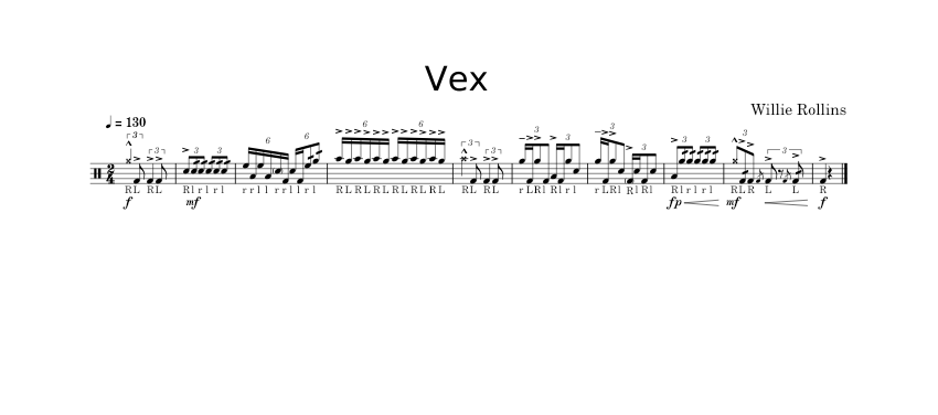 Vex Sheet music for Tenor drum (Solo) | Musescore.com