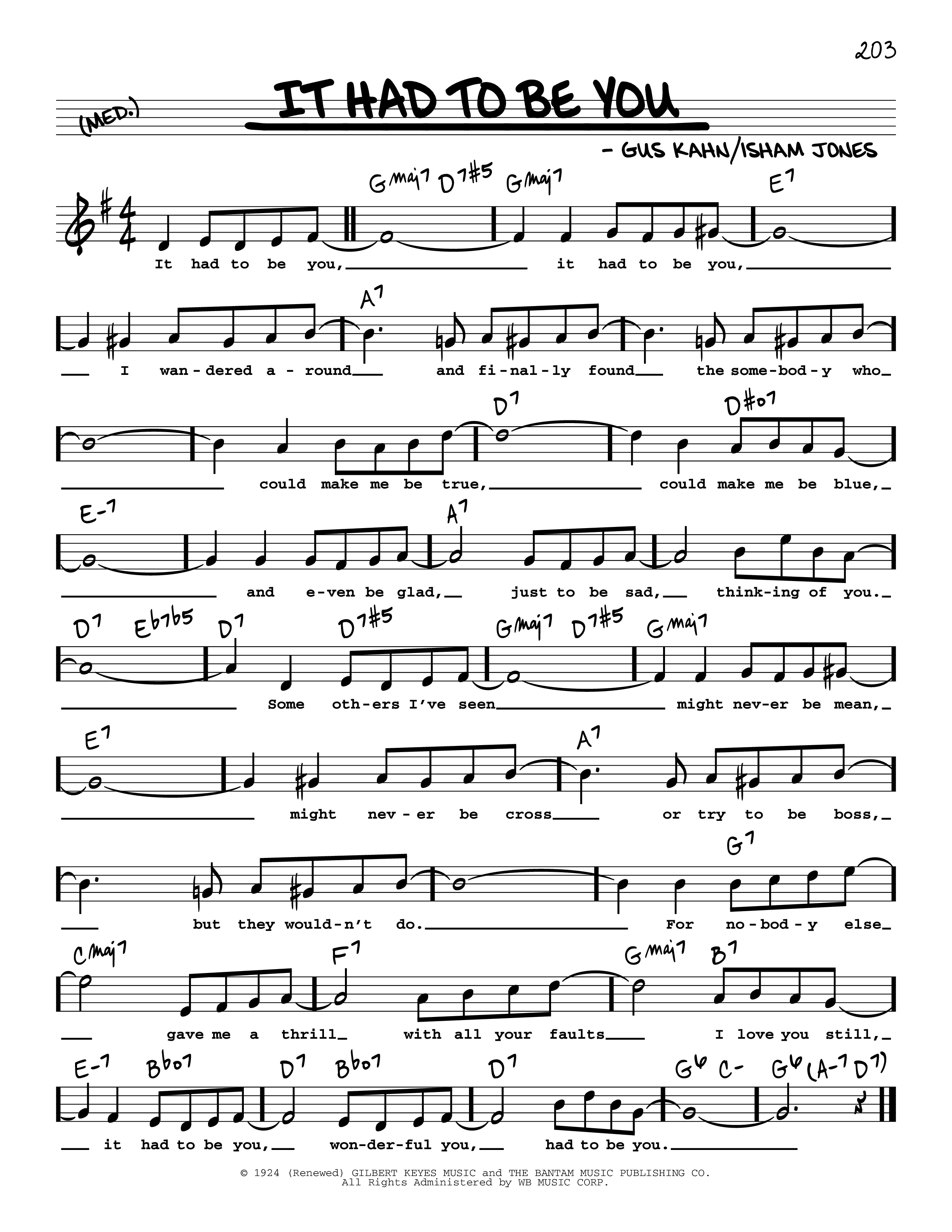Play Official version of It Had To Be You Sheet Music by Isham Jones ...