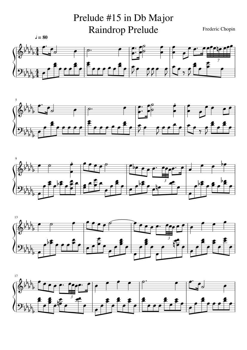 Chopin Raindrop Prelude Sheet Music For Piano Solo Musescore Com