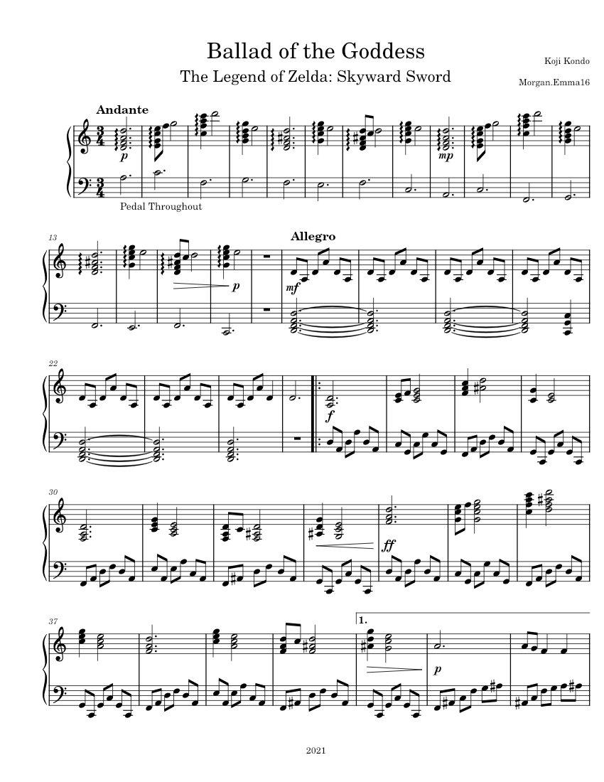 Ballad of the Goddess Sheet music for Piano (Solo) Easy