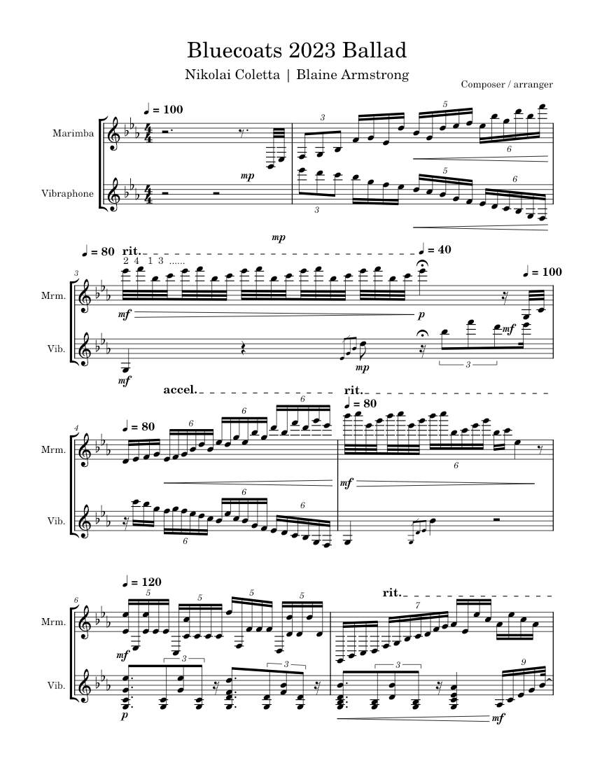 The Garden of Love Bluecoats 2023 Ballad Sheet music for Vibraphone