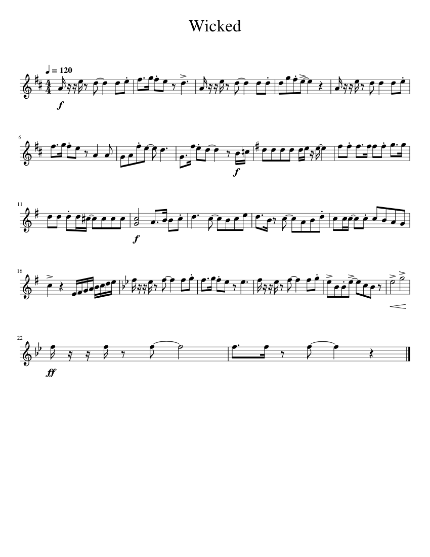 Wicked- Sax Sheet Music For Saxophone Alto (Marching Band) | Musescore.com