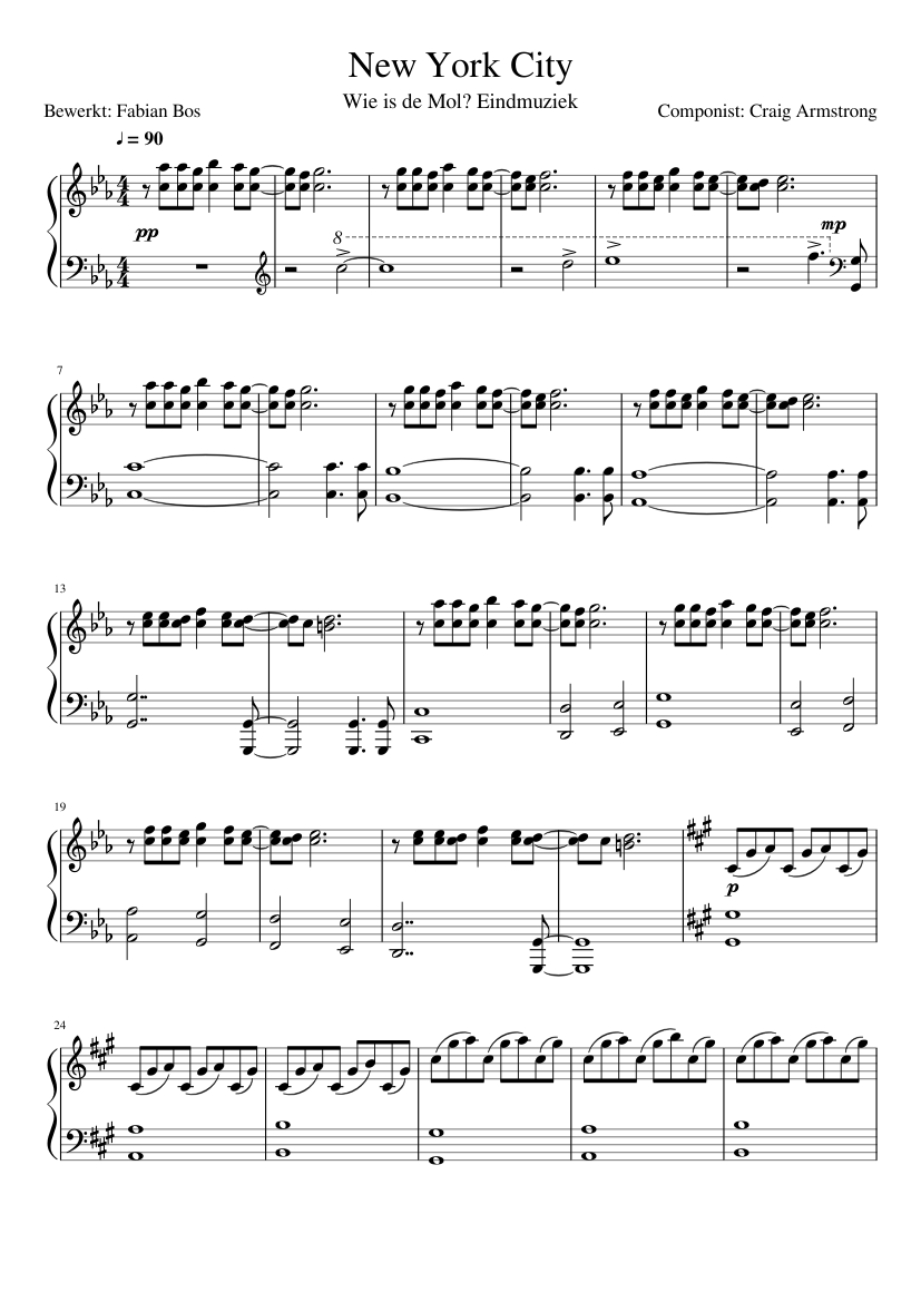 New York City - Wie is de Mol? Eindmuziek Sheet music for Piano (Solo) |  Musescore.com