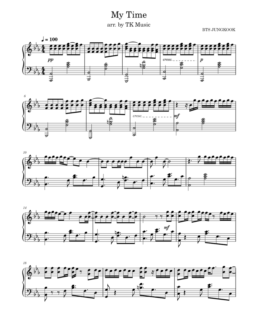 My Time-BTS JUNGKOOK[전정국] Sheet music for Piano (Solo) | Musescore.com