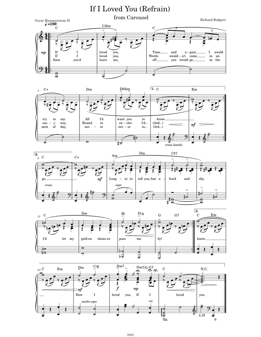 If I Loved You – Carousel Musical, Rodgers &amp; Hammerstein Sheet music for Piano (Piano-Voice ...