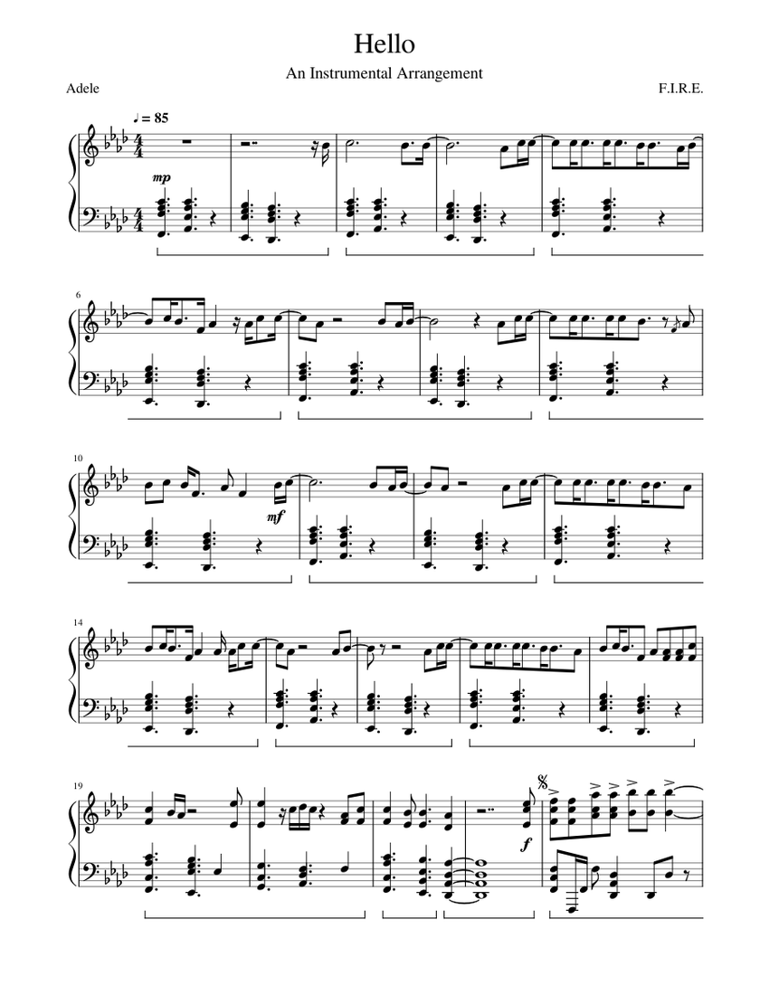 27 - Adele - Hello Sheet music for Piano (Solo) | Musescore.com