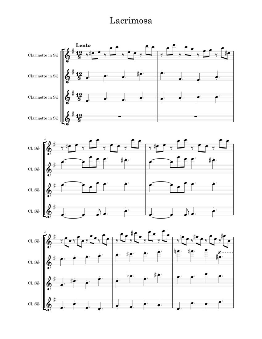 Lacrimosa Wolfgang Amadeus Mozart Sheet music for