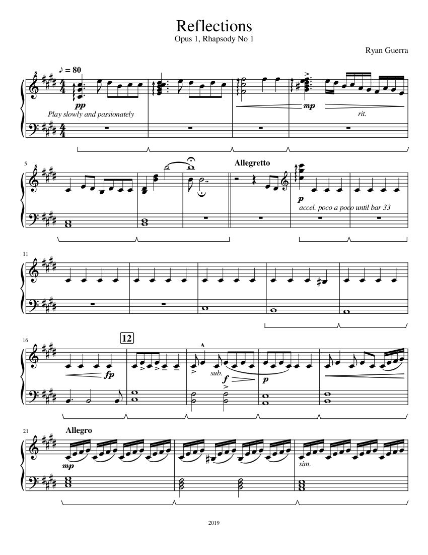 Reflections Sheet music for Piano (Solo)