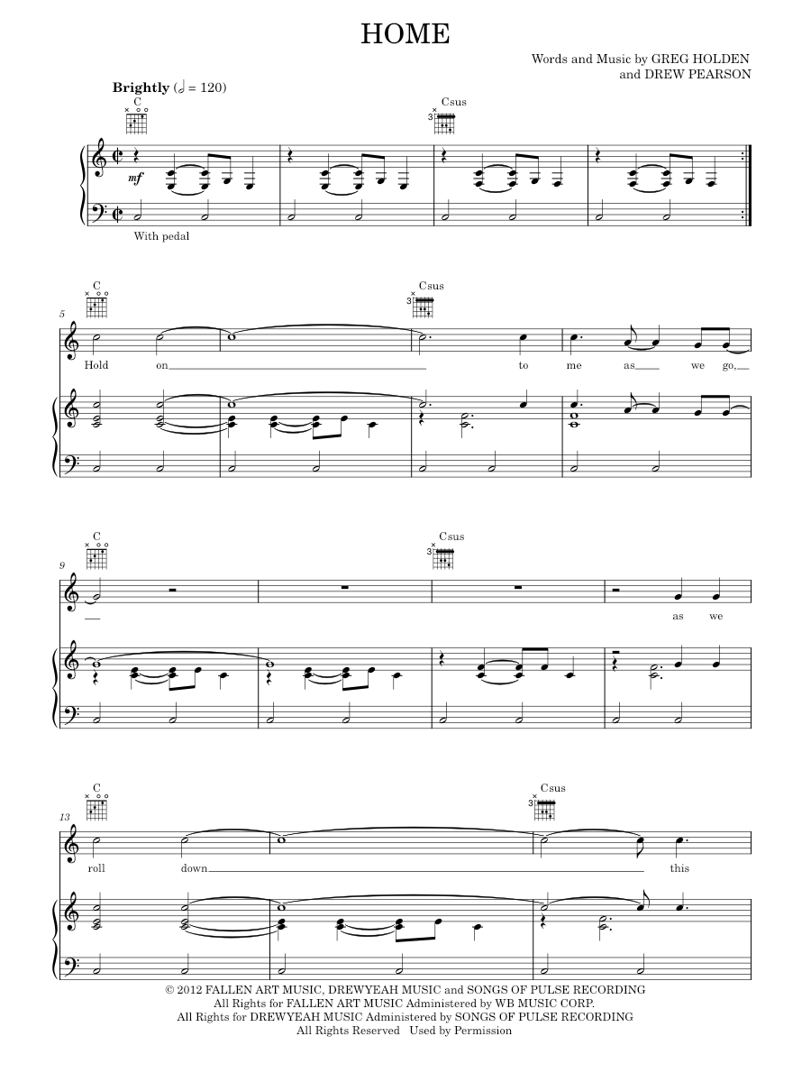 Play Official version of Home Sheet Music by Phillip Phillips for Piano ...