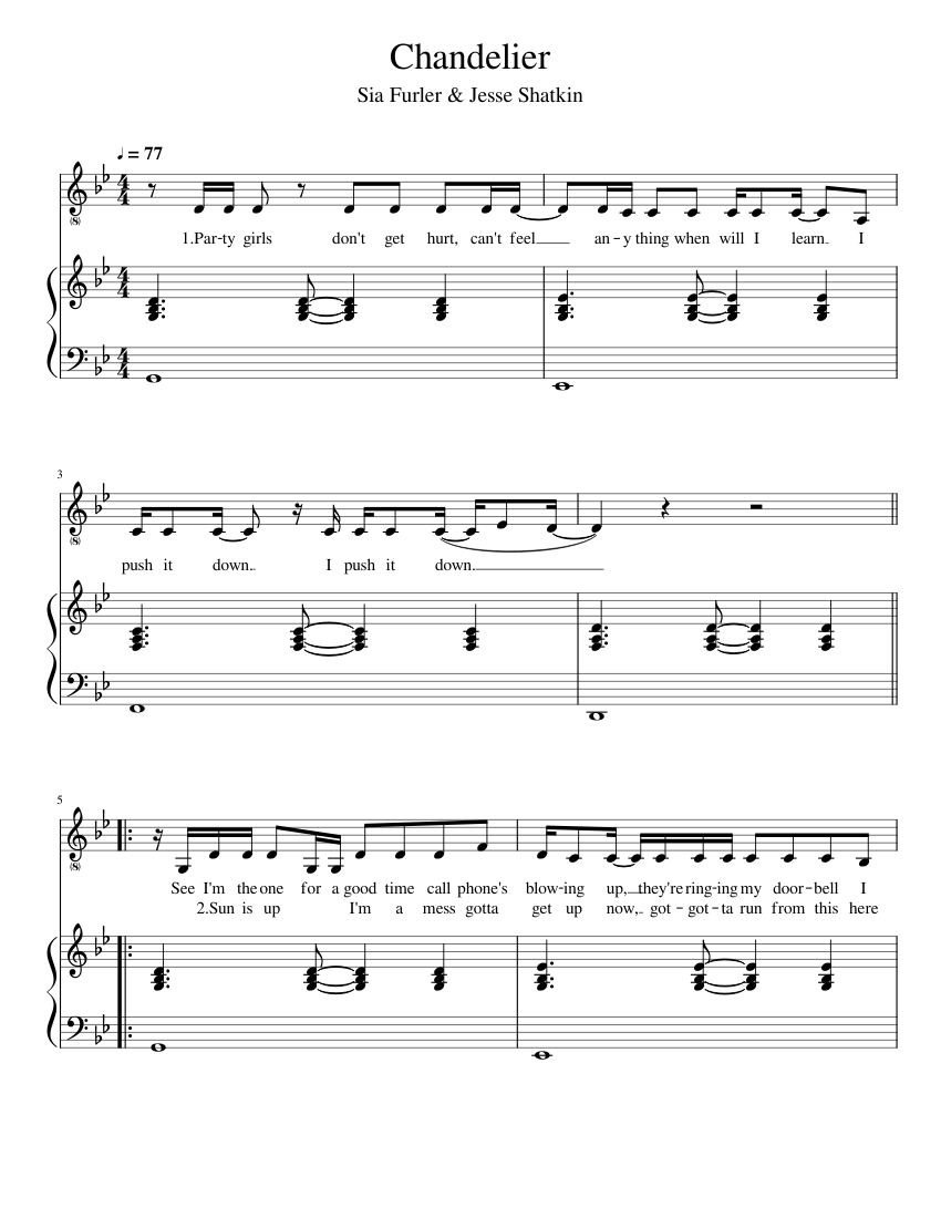 Chandelier Sheet music for Piano, Vocals (Piano-Voice) | Musescore.com