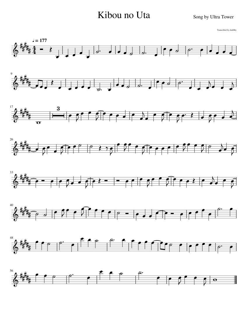 Kibou no Uta Sheet music for Violin (Solo) | Musescore.com