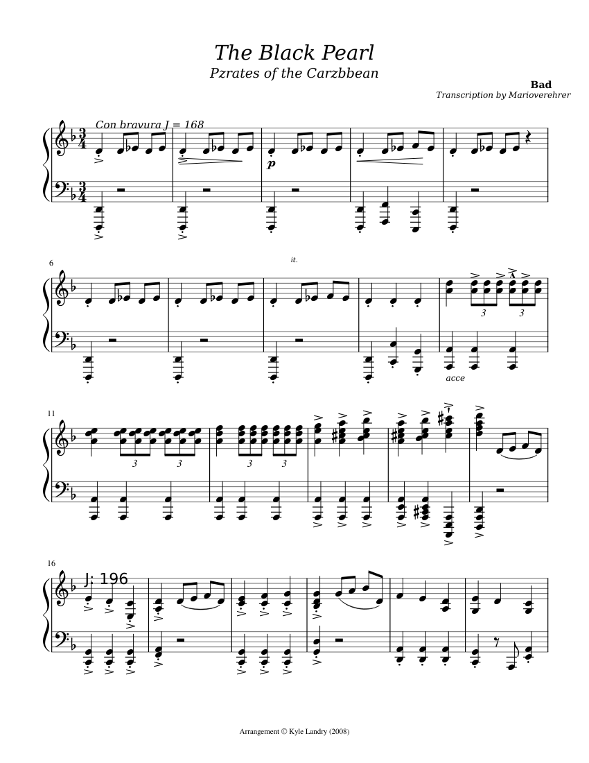 Pirates Of The Caribbean: The Curse Of The Black Pearl Sheet music for Piano  (Solo) | Musescore.com